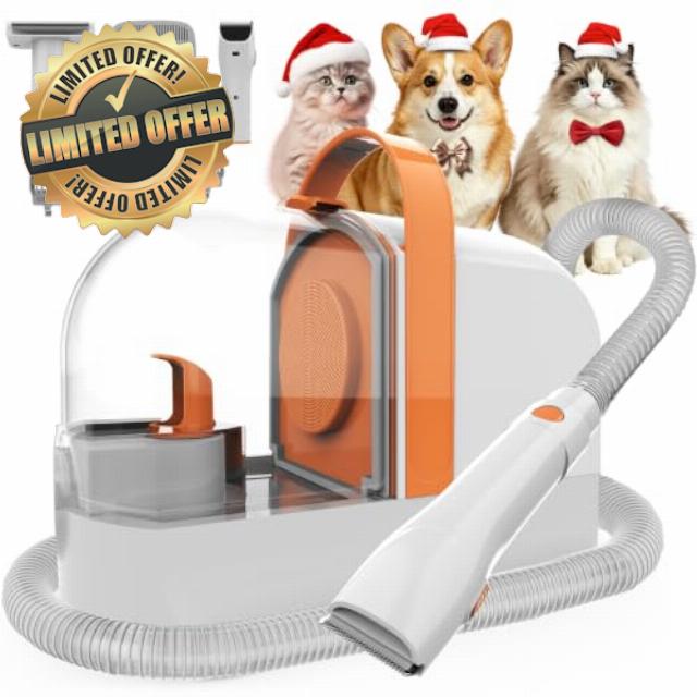 PG10 Dog Grooming Vacuum with Electric Clipper & Shedding Brush