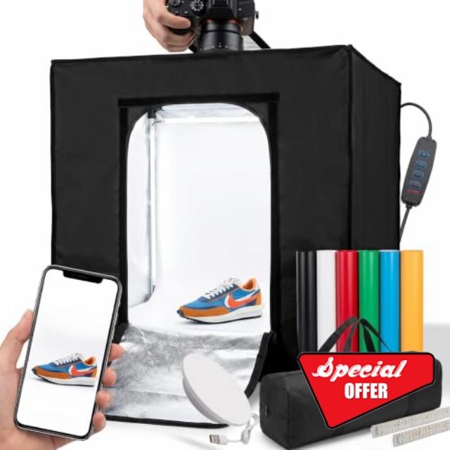 SHOTTIXA 24" Photo Studio Light Box with LED & 6 Backdrops                                                          24" studio