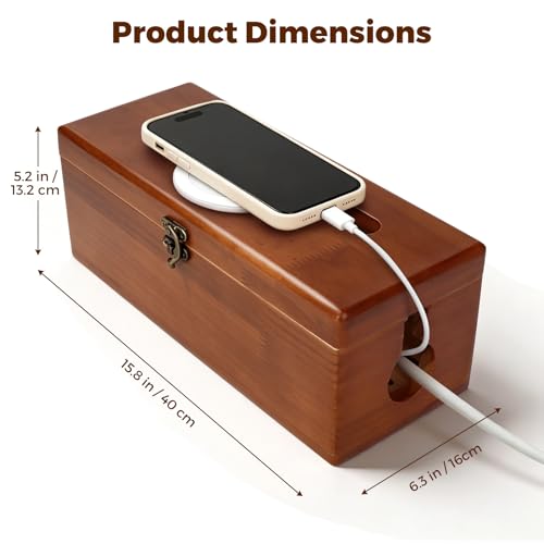 Soild Wood Cord Box with 4 Open Slots