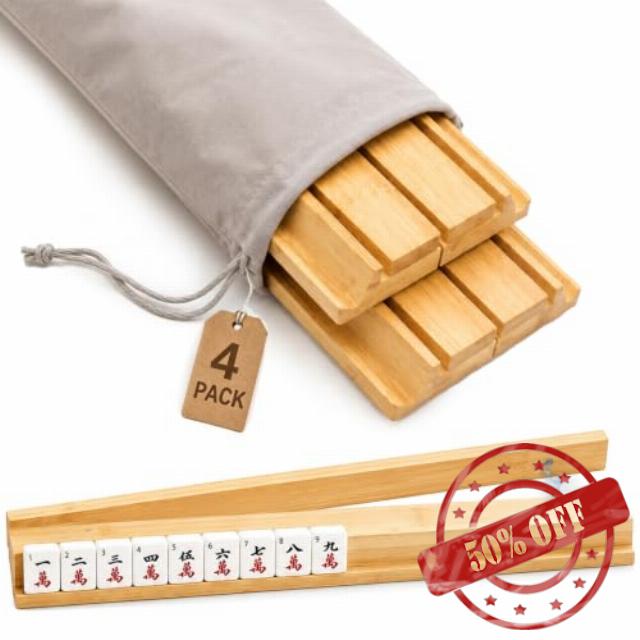 GloTika Bamboo Mahjong Racks with Pushers