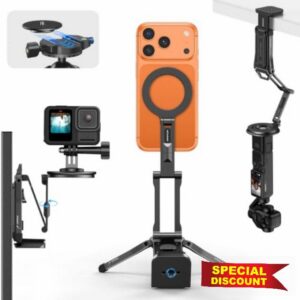 OMOTON TP02-Ultra Multi-Device Camera & Phone Mount with 1/4" Adapter Black                                                          Built-In 1/4" & Arca Base