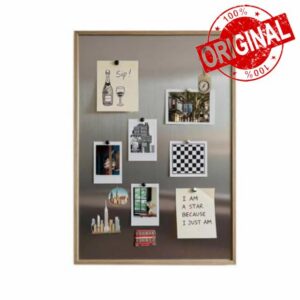Wood Frame Stainless Steel Magnetic Bulletin Board for Wall                                                          Large Metal memo decor message notice organizer mounted photo display modern picture rustic