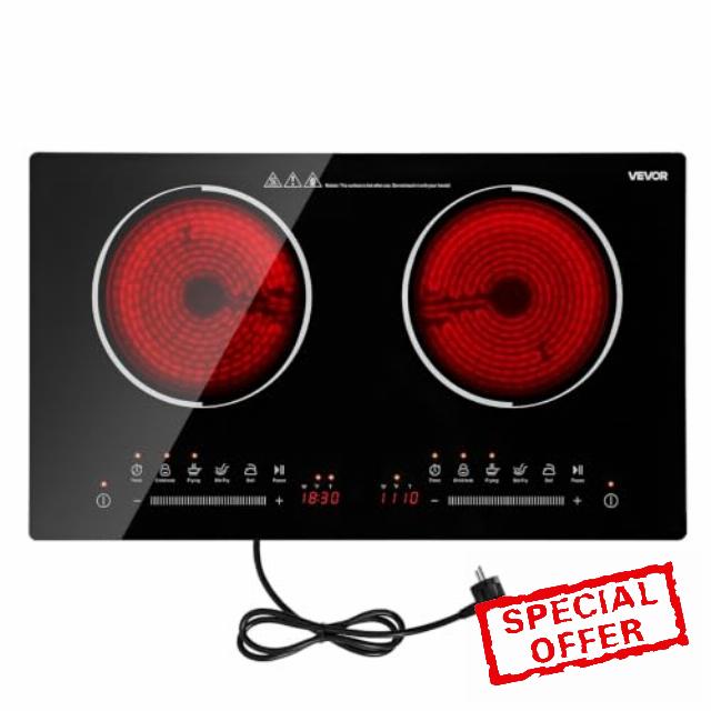 VEVOR 24in 2-Burner Electric Cooktop Built-in Stove Top