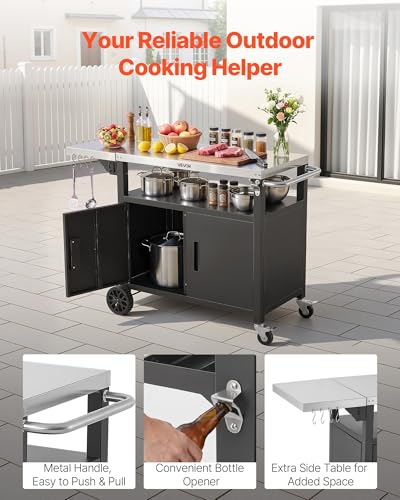 Movable Food Prep Station for Patio Bar Backyard BBQ
