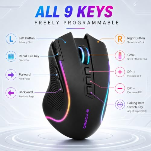 8000 DPI 9 Programmable Buttons