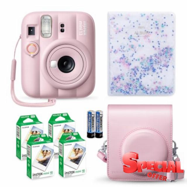 Fujifilm Instax Mini 13 Instant Camera Candy Pink + Fuji Film Value Pack (40 Sheets) + Tudak Accessories Bundle
