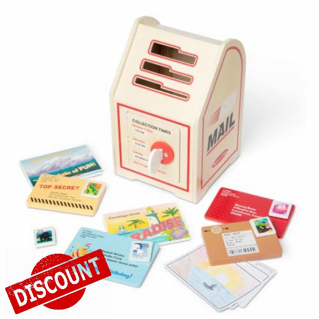 Melissa & Doug Stamp & Sort Wooden Mailbox Pretend Play Post Office Toy                                                          Wooden Mailbox With Key