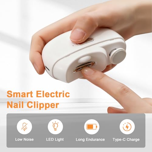3 in 1 Rechargeable Automatic Nail Trimmer with LED Light & Clip Storage