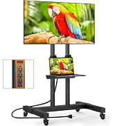 TVON Rolling TV Stand with Power Outlet for 32-75 Inch TVs up to 88 lbs | Portable TV Stand on Wh...
