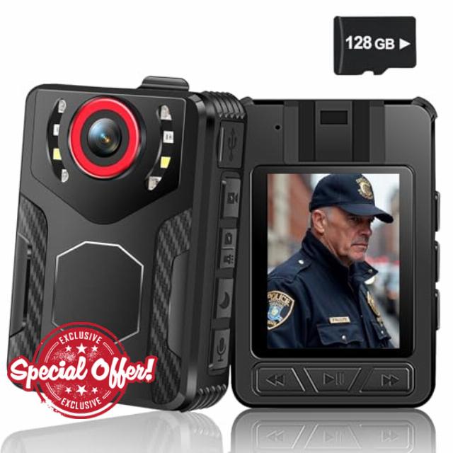 Body Camera with Audio and Video Recording: 1080P FHD Body Cam with Night Vision Video Recorder