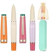 Jinhao 82 Mini Pocket Fountain Pen, Fine Nib, Milk Tea with Converter | Compact Travel Pen For Da...