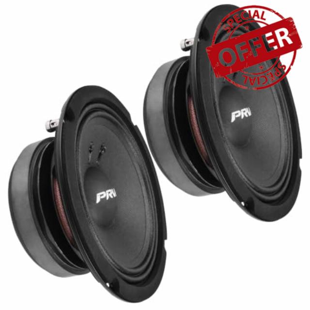 PRV AUDIO 6.5 Inch Midbass Speaker 6MB400-4 4 Ohm 800 Watts per Pair - High Performance Car Audio Loudspeaker High Output Sound (2 Speakers) Bundle