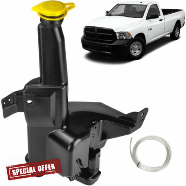 Windshield Washer Reservoir Tank Fluid Compatible with Ram 1500                                                          2500 3500 V6 L6 3.0L 3.7L Diesel 2014 2015 2016 2017 2018 Replace CH1288263 68230052AB 68230052ABPFM Wiper Fluid Reservoi