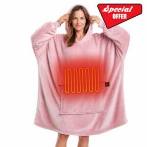 MAXEVE Cordless Heated Wearable Blanket Hoodie Portable Type-C USB Plug-in                                                          Sherpa fleece cozy warm Winter Wireless Rechargeable Battery Operated Sweater Blanket Gifts for women (Battery Not Included)