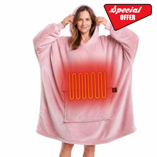 MAXEVE Cordless Heated Wearable Blanket Hoodie Portable Type-C USB Plug-in                                                          Sherpa fleece cozy warm Winter Wireless Rechargeable Battery Operated Sweater Blanket Gifts for women (Battery Not Included)