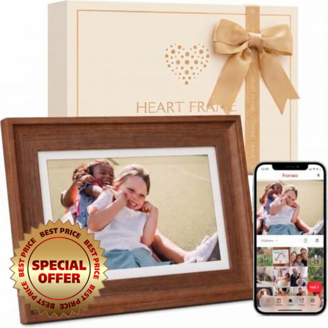 Heart Frame Premium 32GB 10.1” Frameo Digital Picture Frame WiFi Photo Frames 1280x800 IPS Touchscreen
