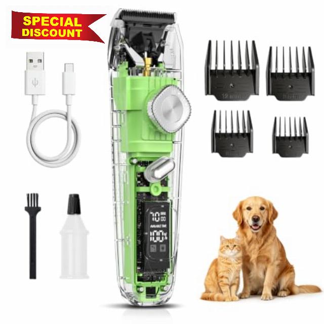 Dog Clippers for Grooming Thick Hair Curly Coats Matted Fur 3-Speeds 5 Fine-Tune Settings