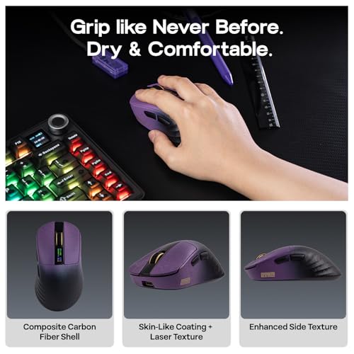 Ergonomic Right Hand Esports Mouse for PC Gaming (Black Purple)