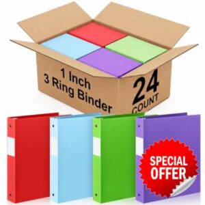 Henoyso 24 Pack 1 Inch 3 Ring Plastic Binders