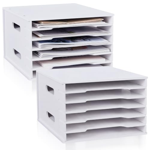 White Cardstock File Organizer with Adjustable Shelves