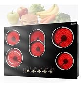 Jessier 30 Inch Electric Cooktop - 30 Inches Electric Stove 8400W, 5 Burner Ceramic Stove Top Bui...