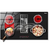 Disaenvir 30 Inch Electric Cooktop with Ductless Downdraft Vent 7400W | 4 Burner 30 Inches Electr...