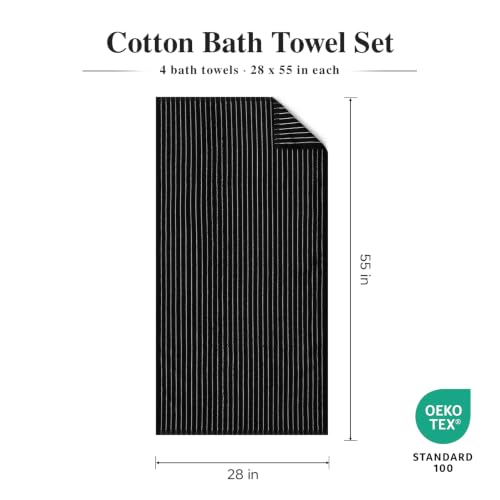 Black Soft Large Cotton Towels - Lightweight