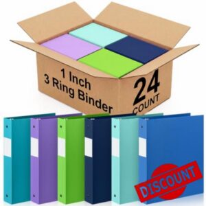 Henoyso 24 Pack 1 Inch 3 Ring Plastic Binders