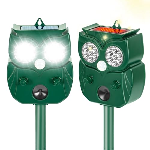 2Pack Waterproof Deer Repellent Devices with RIP Motion Sensor LED Flashing Lights