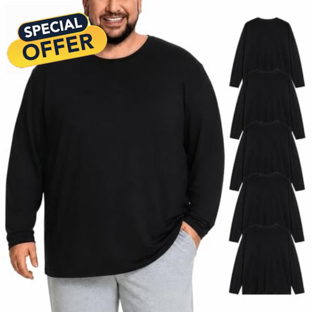 ASPO 1 & 3 & 5 Pack Men’s Big& Tall Shirts Long Sleeve                                                          Quick Dry Moisture Wicking Crew Neck T-Shirts