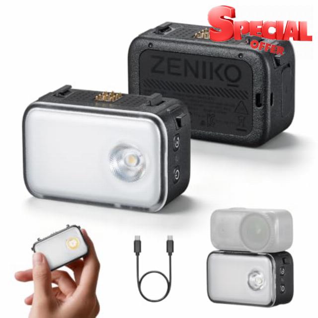 ZENIKO ZN Light Mini LED Action Camera Video Light for DJI Osmo Nano                                                          Dual Spot & Soft Diffuser Light Modes
