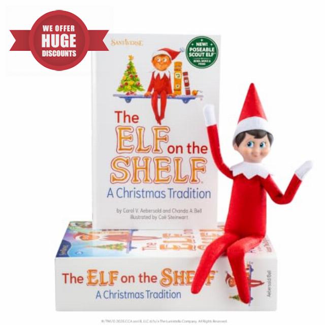 The Elf on the Shelf Box Set - Poseable Boy Scout Elf with Blue Eyes                                                          Official Elf doll with bendable arms & legs