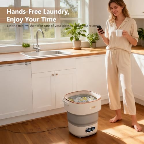 Folding Washer Machine and Spin-Dryer Foldable Portable Laundry Machine and Spinner for Baby Clothes