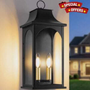 BesLowe 18’’ Dusk to Dawn Outdoor Wall Lantern