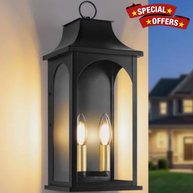 BesLowe 18’’ Dusk to Dawn Outdoor Wall Lantern