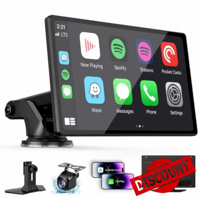 9" Wireless CarPlay Screen with Apple Car Play & Android Auto for Car