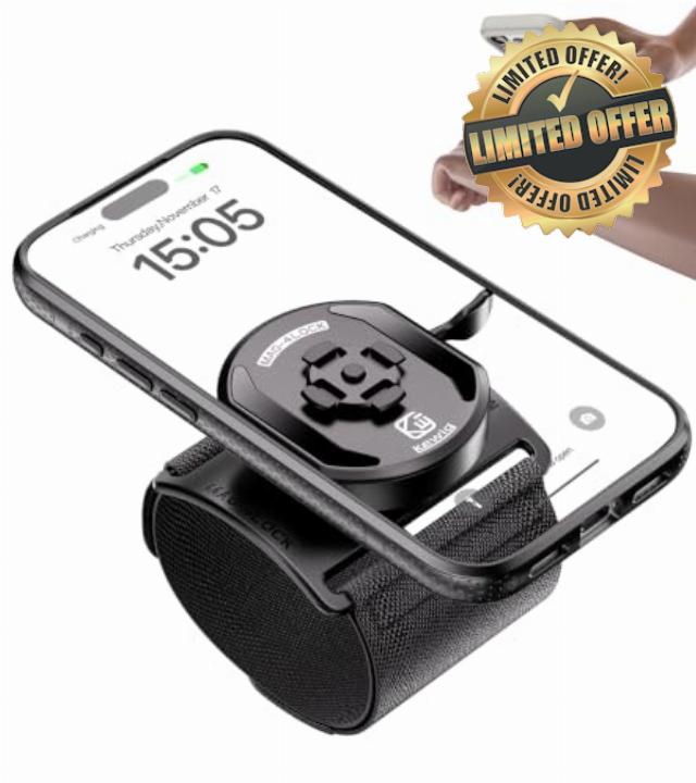 Kewig Aluminum Alloy Magnetic 4-Lock‌ Wristband Phone Mount for Running                                                          Vibration Dampener