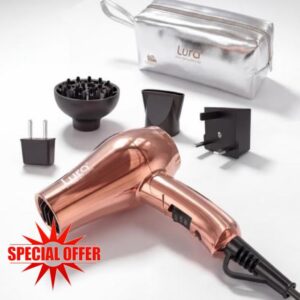 LURA Auto Dual Voltage Mini Travel Hair Dryer with Diffuser for Women                                                          1200W Small Portable Blow Dryer Lightweight Compact with EU Plug for Men