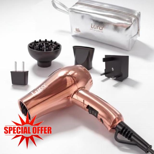 LURA Auto Dual Voltage Mini Travel Hair Dryer with Diffuser for Women                                                          1200W Small Portable Blow Dryer Lightweight Compact with EU Plug for Men