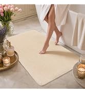 Bathroom Rug 20x32,Absorbent Quick Dry Non Slip Washable Bathroom Mat,Beige | Ultra Soft Rubber B...