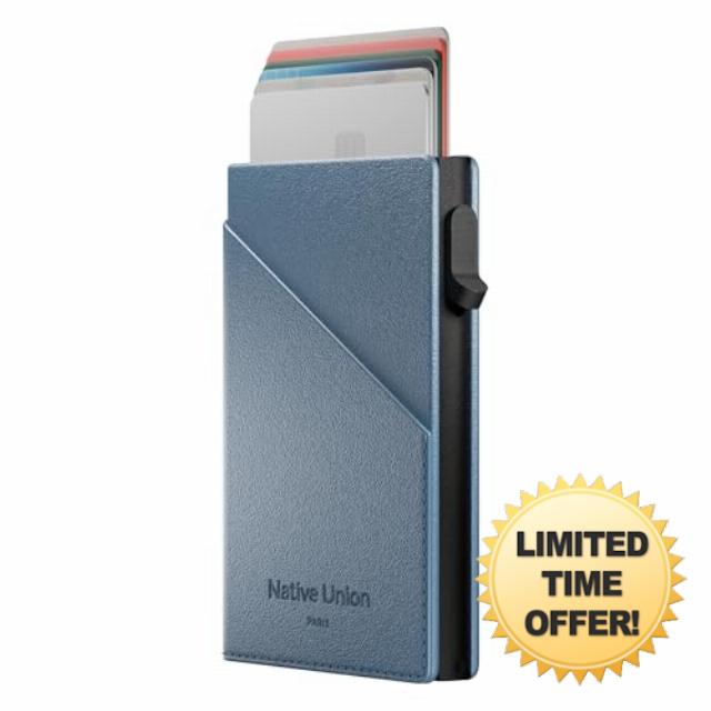 Native Union Slide Card Wallet – MagSafe Compatible for iPhone – RFID Blocking Smart Card Holder for Men – Ultra Slim Recycled Leather with 1-Handed Slide Access – Holds up to 6 Cards (Navy)