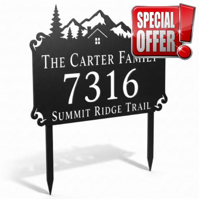 Personalized Mountain Cabin Address Sign for Yard