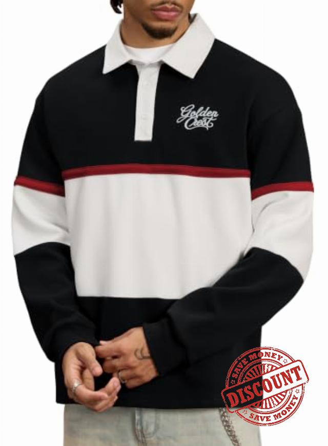 Herberton Mens Rubgy Jersey Polo Oversized Embroidery Shirts                                                          Preppy