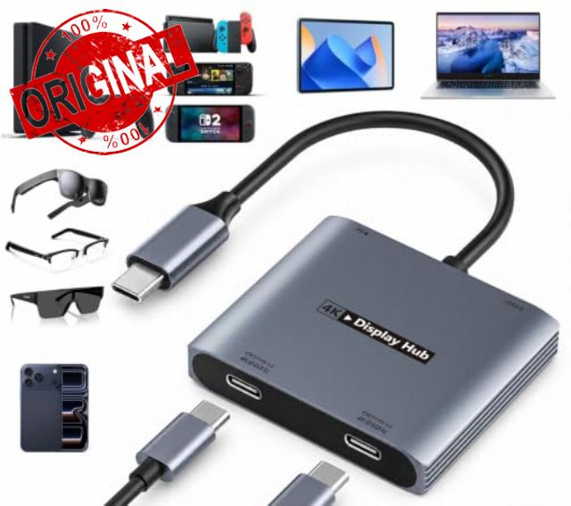 4-in-1 Dual USB-C Display Hub for AR Glasses & Switch 2