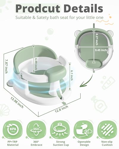 Safe & Comfortable Toddler Bath Seat Ideal for Baby Bath/Shower Support