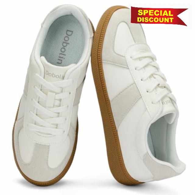DOBOLIN Women's Fashion Sneakers Retro Gum Sole Casual Shoes                                                          Non-Slip Training Sneakers for Tennis
