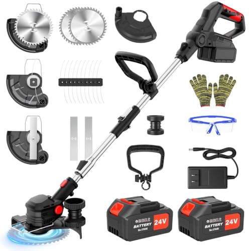 3-in-1 Lawn Edger Grass Trimmer Electric Weed Eater with 2 x 4000mAh Batteries