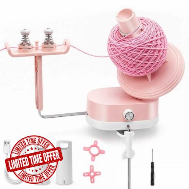 Electric Yarn Winder for Crocheting Cordless Automatic Rechargeable（Pink)                                                          yarn roller for crocheting yarn cake winder crochet yarn winder 15oz Capacity， 3600mAh， 10H Runtime， Type-C， Stepless Speed