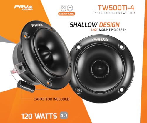 3.75 Inch Titanium Tweeters for Car Audio - Easy to Mount (Pair)