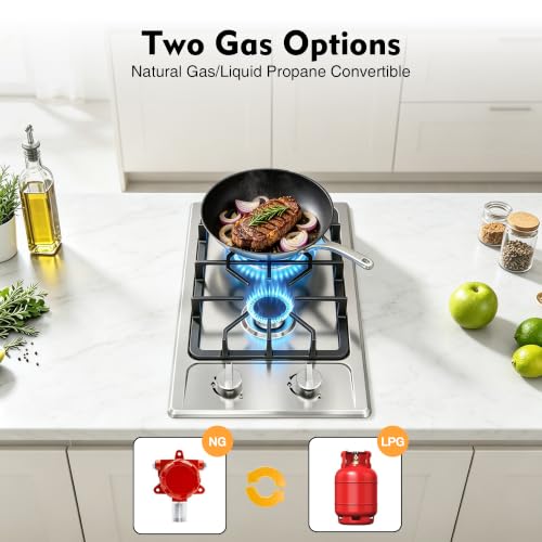 660 BTU 2 Burner Gas Hob with Thermocouple Protection